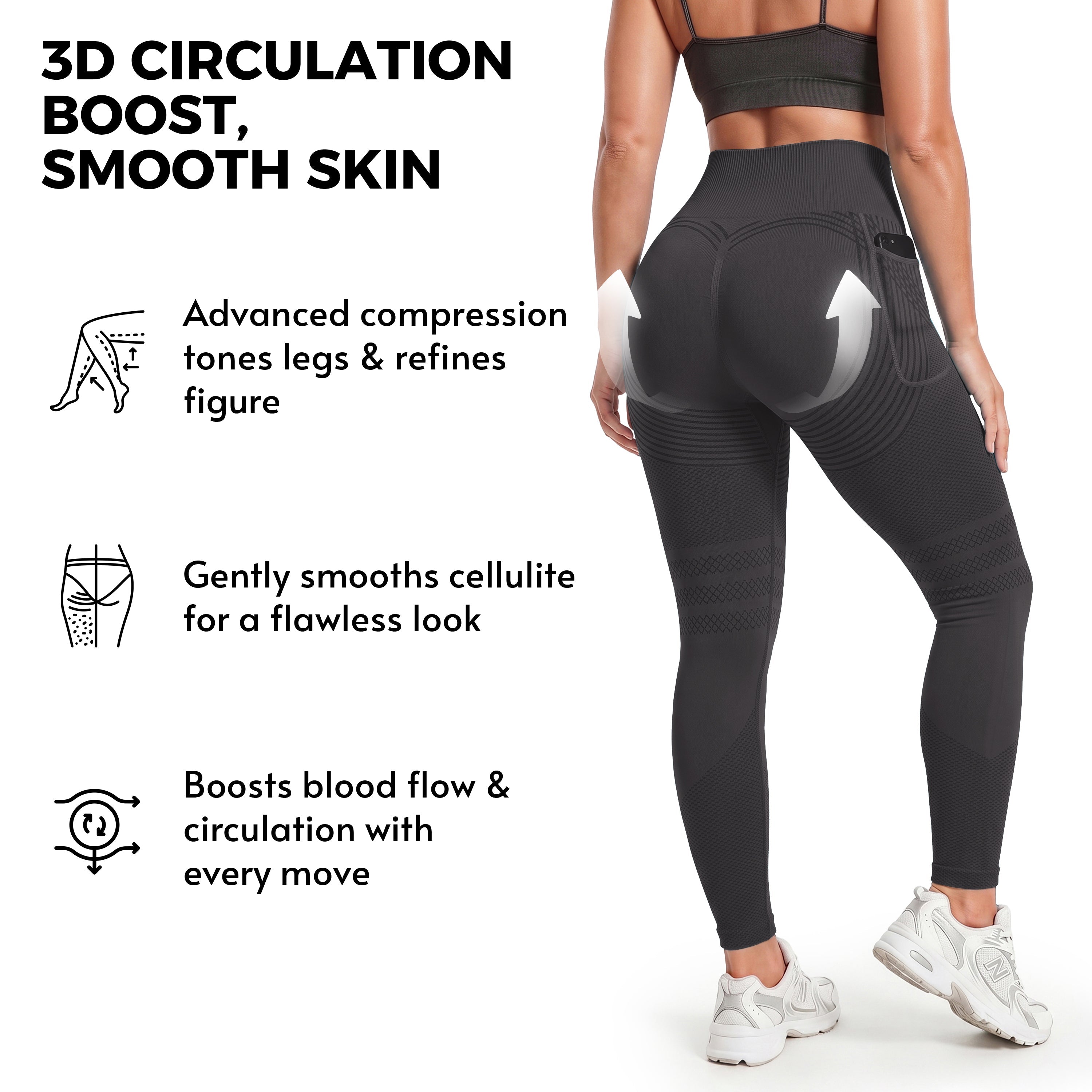Sculpting Anti-Cellulite Leggings with Right Side Pocket by Silix
