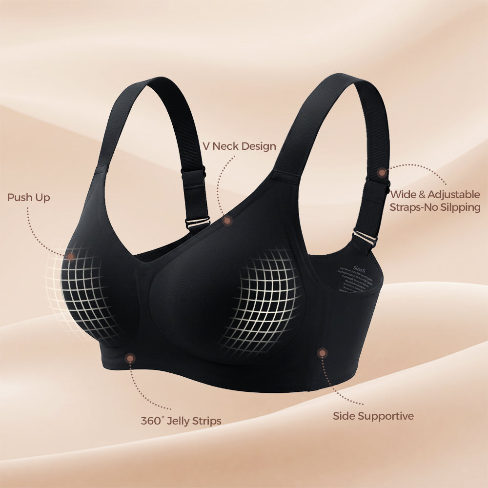 Sostén Sin Costuras Ultra Suave, Sujetador Gel 360° con Cobertura Completa para Busto Generoso