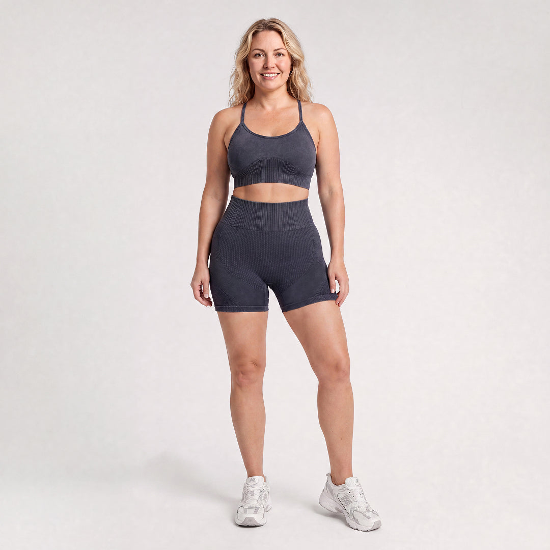 Shorts de Cintura Alta con Control Abdomen y Tejido 3D CelluSmooth Lavado de Arena | Silix