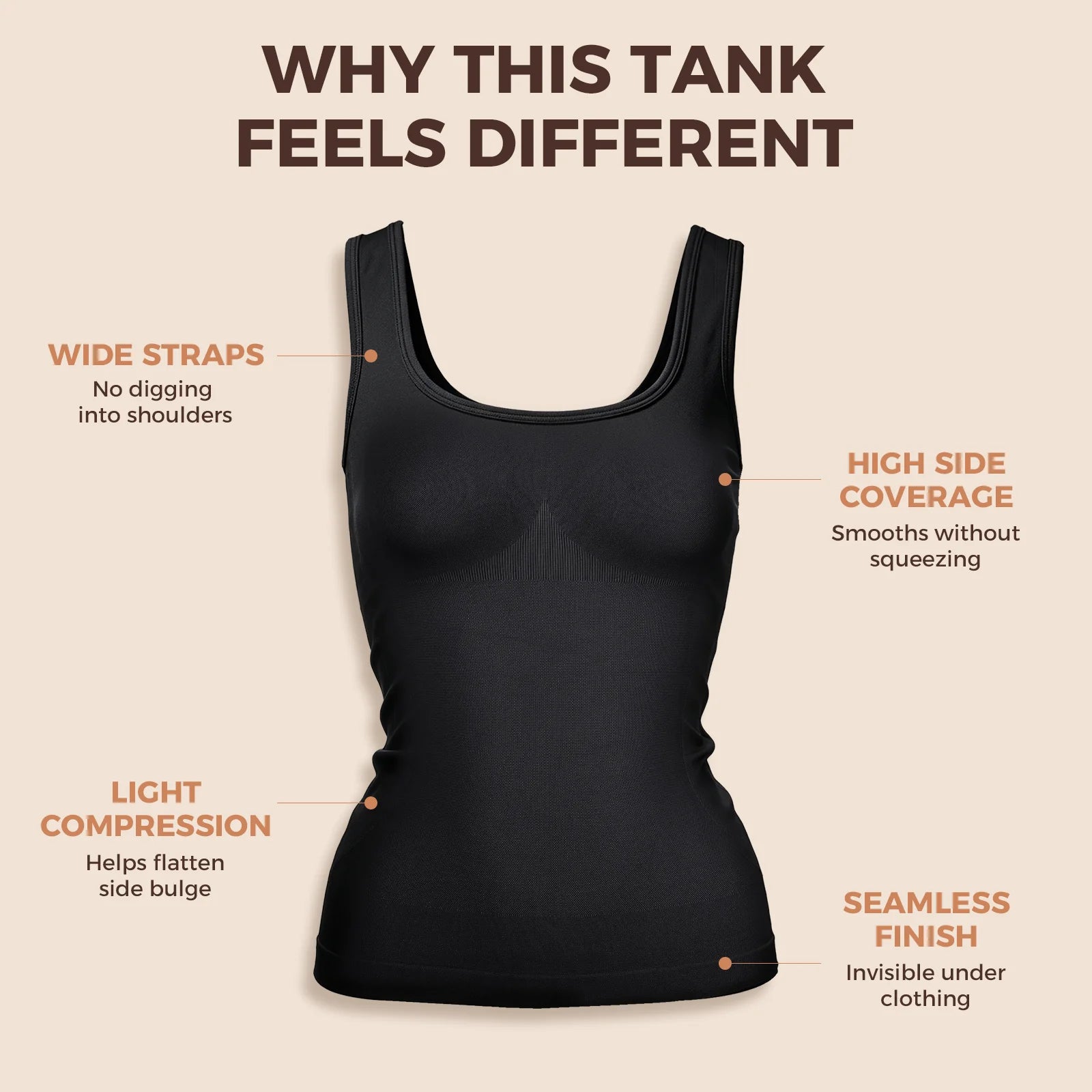 SILIX Control Abdomen Tank Top con Tirantes Anchos