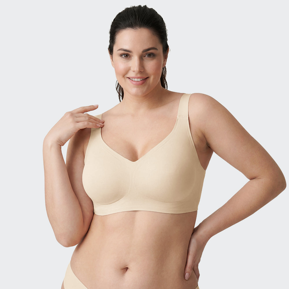 Sostén Sin Costuras Ultra Suave, Sujetador Gel 360° con Cobertura Completa para Busto Generoso