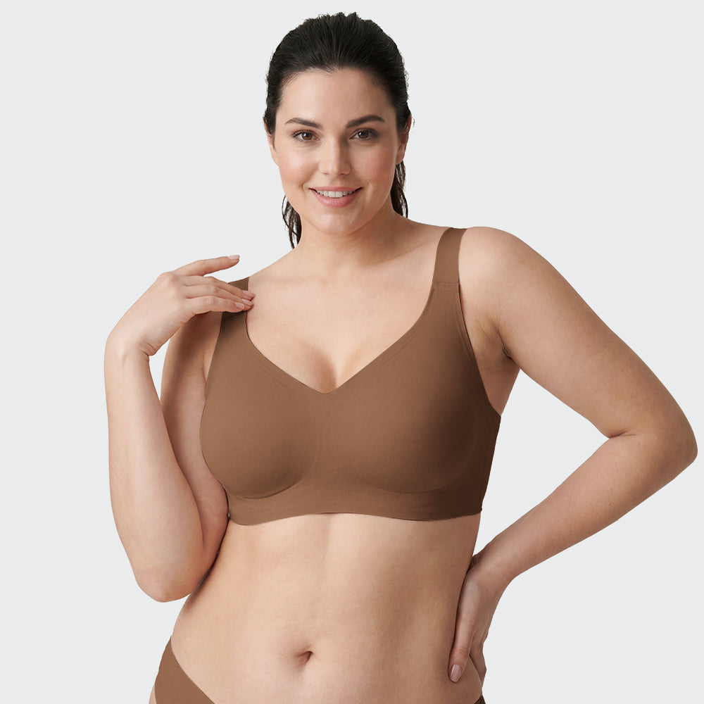 Sostén Sin Costuras Ultra Suave, Sujetador Gel 360° con Cobertura Completa para Busto Generoso