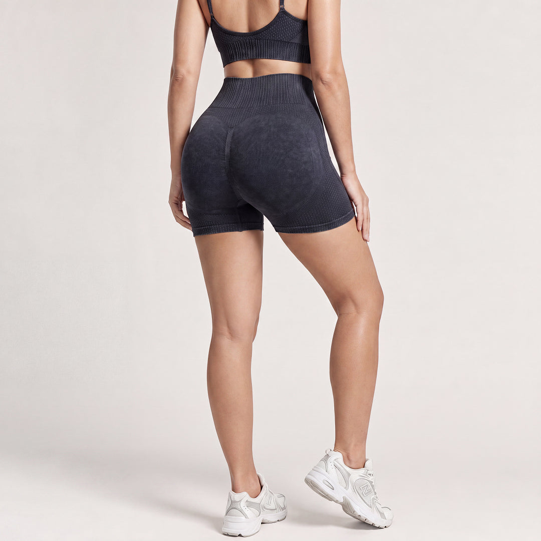 Shorts de Cintura Alta con Control Abdomen y Tejido 3D CelluSmooth Lavado de Arena | Silix