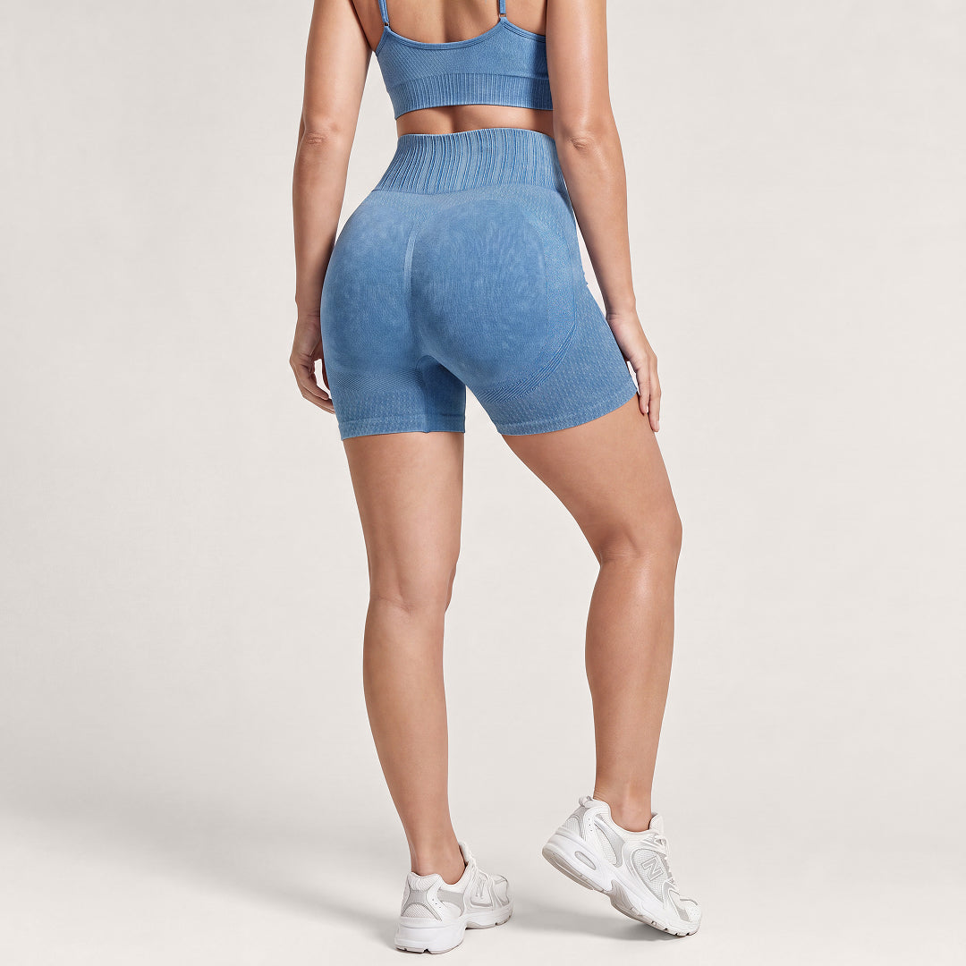 Shorts de Cintura Alta con Control Abdomen y Tejido 3D CelluSmooth Lavado de Arena | Silix