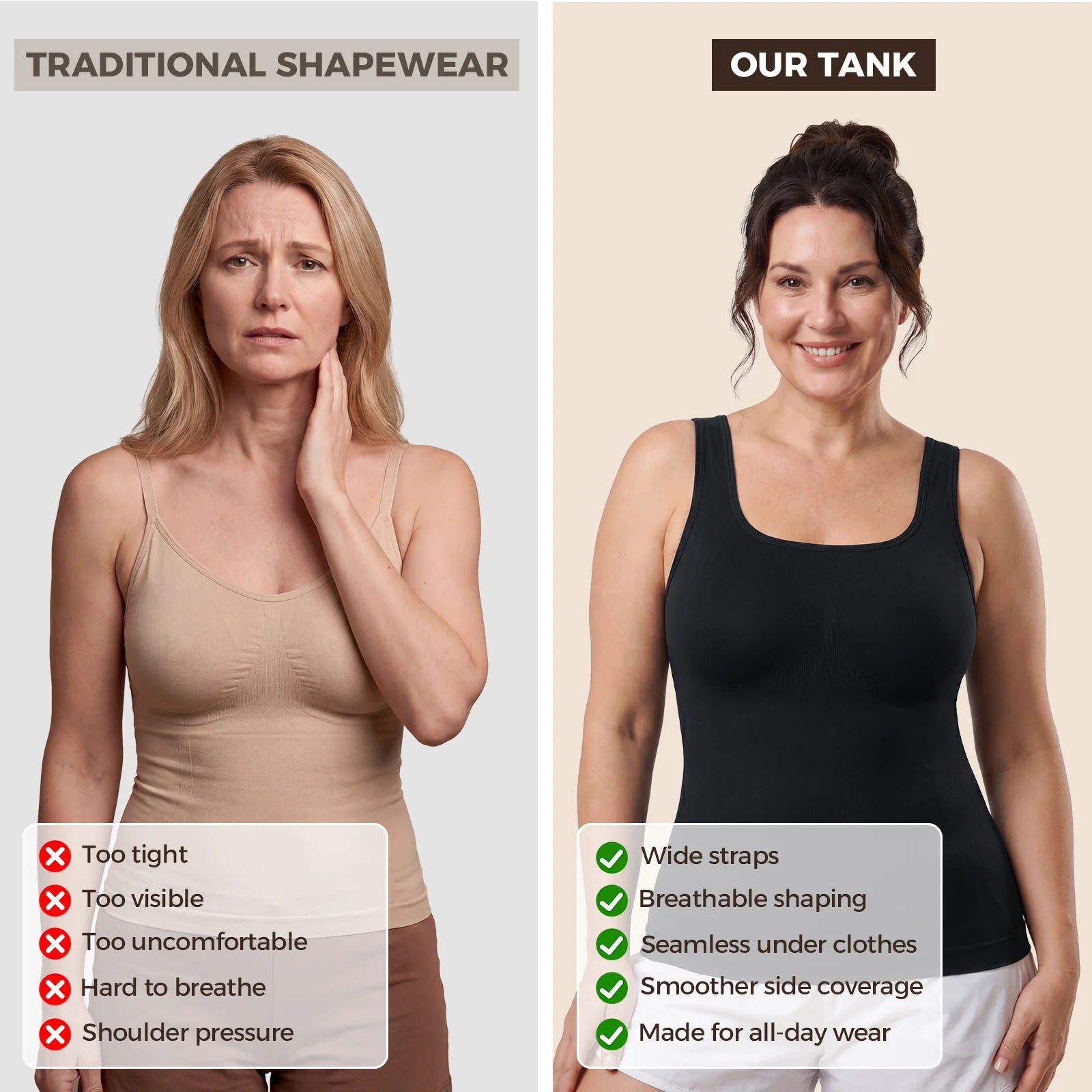 SILIX Control Abdomen Tank Top con Tirantes Anchos